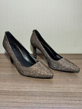 Michael Kors Brown Rhinestone  Pointed-Toe Pumps Heels